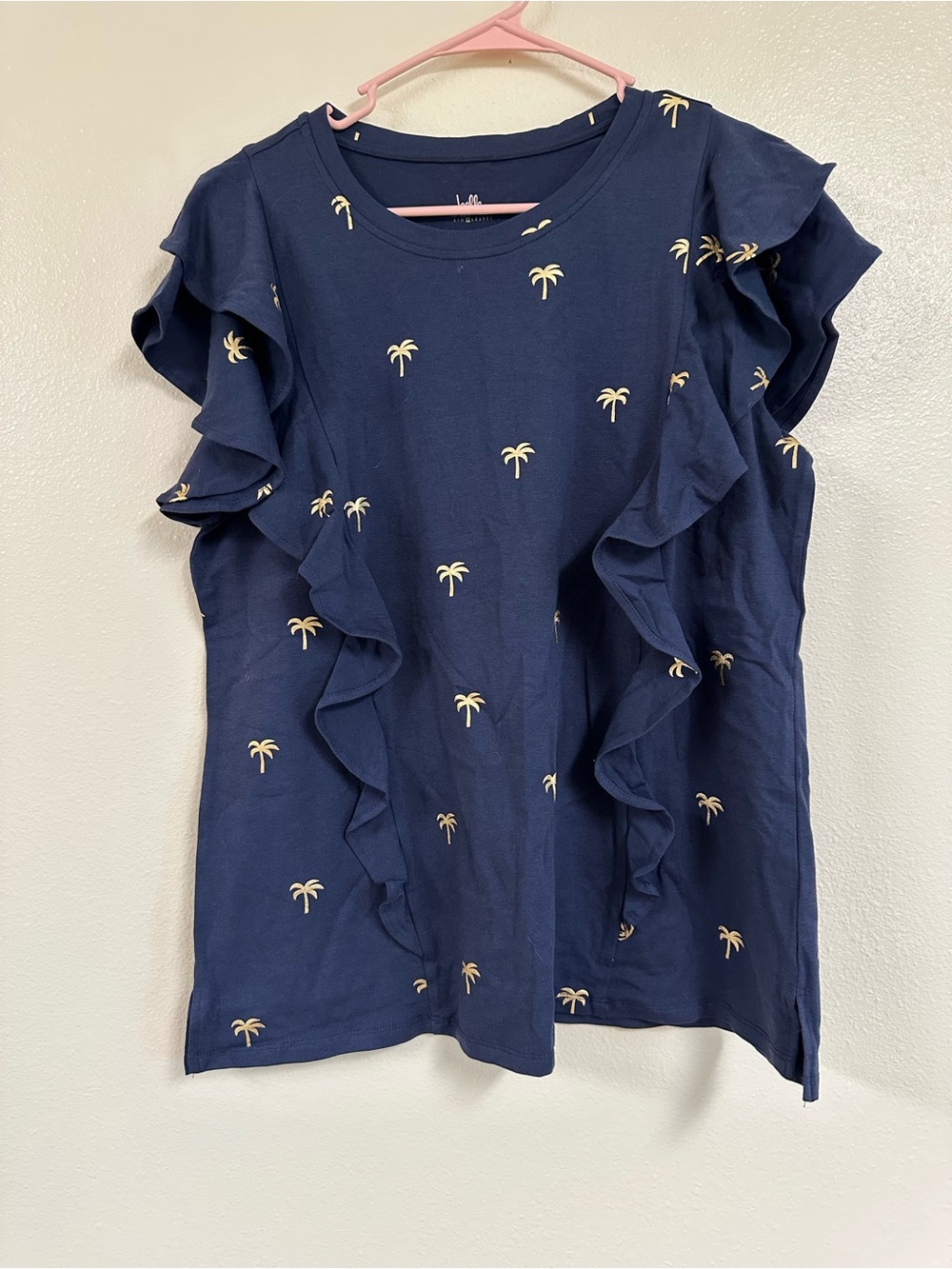 Belle Beach Kim Gravel Palm Tree Ruffle Shirt